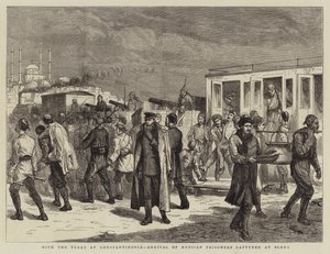 Con los turcos en Constantinopla, llegada de prisioneros rusos capturados en Elena de Harry Hamilton Johnston