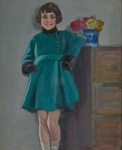 Niña sonriente (Óleo sobre tabla) de Harry J. Pearson