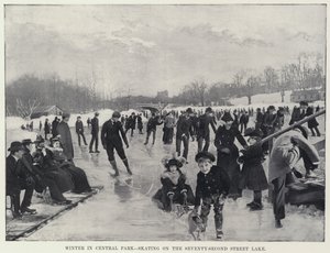 Invierno en Central Park, patinaje en el lago de la calle 72