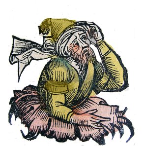 Retrato de Parménides de Elea, filósofo griego presocrático. Xilografía de "Crónicas de Núremberg" de Hartmann Schedel de Hartmann Schedel