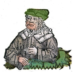 Retrato de Plotino (Plotinus) (205 - 270), filósofo griego. Xilografía de “Crónicas de Núremberg” de Hartmann Schedel de Hartmann Schedel