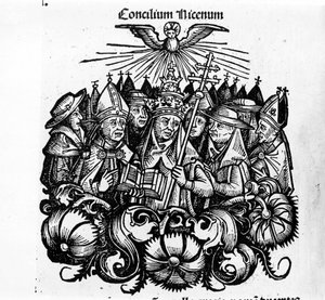 El Concilio de Nicea. Ilustración de “Crónicas Universales de Núremberg” por H. Schedel de Hartmann Schedel