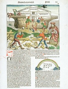 La construcción del Arca de Noé, descripción de las actividades de los carpinteros de ribera