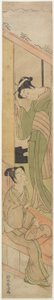 Joven hablando con un Watatsumi, c.1770 de Haruji Suzuki