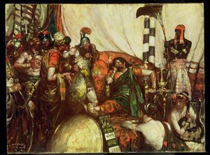 ¡Necios! dijo Ciro... (óleo sobre lienzo) de Harvey T. Dunn