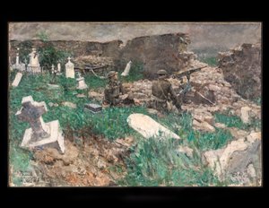 Emplazamiento de ametralladora, c.1918 (óleo sobre lienzo)