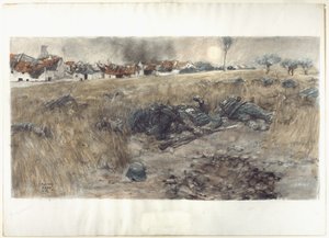 La luna de la cosecha, c.1918 (carboncillo y acuarela, pastel sobre papel)