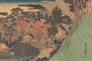 Lluvia en la Puerta Togano de Hasegawa Sadanobu