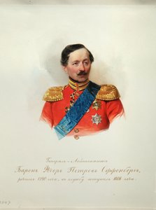 Retrato del General Barón Fyodor Petrovich von Offenberg 1789-1857 del Álbum de la Guardia Imperial a Caballo, 1846-1849