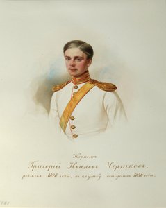 Retrato de Grigory Ivanovich Chertkov 1828-1884 del Álbum de la Guardia Imperial de Caballería, 1846-1849 de Hau