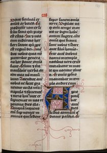 Libro de los Evangelios con retratos de evangelistas: Inicial decorada, c. 1480 de Hausbuch Master
