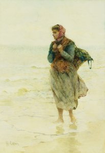 "Una marea creciente, restos y desechos": una joven recolectora de algas en el borde del agua de Hector Caffieri