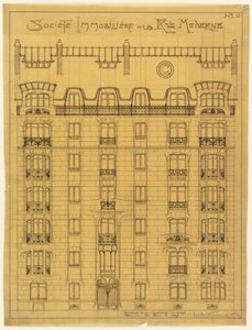 Diseño para la Fachada de la Société Immobilière de la Rue Modern, No. 6 de Hector Guimard