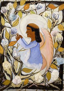 The Angel Saint Francis in Prayer; Ange St. Francis en Priere, c.1947-48 (óleo sobre masonita) de Hector Hyppolite