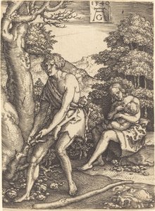 Adán y Eva trabajando de Heinrich Aldegrever