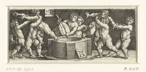 frisón con niños en un pozo de Heinrich Aldegrever