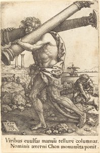 Hércules llevando las dos columnas de Gaza de Heinrich Aldegrever
