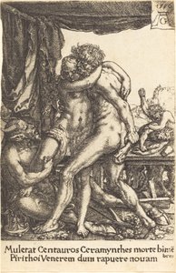 Hércules previniendo a los centauros del rapto de Hipodamía de Heinrich Aldegrever