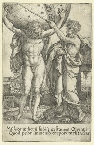 Hércules y Atlas Trabajos de Hércules (título de la serie) de Heinrich Aldegrever