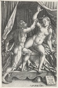 Lucretia y Sextus Tarquinius Lucrecia (título sobre objeto) de Heinrich Aldegrever