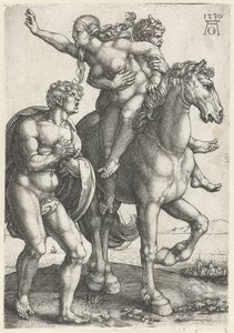 Secuestro de una mujer por un sátiro de Heinrich Aldegrever