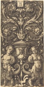 Ornamento con Jarrón y Dos Figuras Femeninas, 1553 de Heinrich Aldegrever
