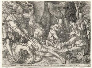 La Parábola del Buen Samaritano: Los Ladrones Atacando a los Viajeros, 1554 de Heinrich Aldegrever