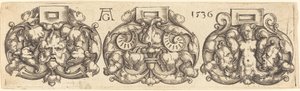Tres Hebillas de Cinturones Lado a Lado de Heinrich Aldegrever