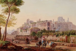 Escena callejera romana frente al Palatino de Heinrich Burkel