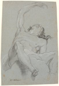 Hombre desnudo, visto "de sotto in su". Estudio para figura en pintura de techo