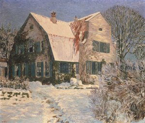 Casa y Jardín bajo la Nieve