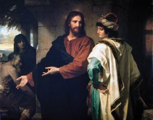 Jesús y el joven rico de Heinrich Karl Hofmann