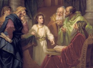 Placa que representa a Cristo en el Templo, finales del siglo XIX - principios del siglo XX de Heinrich Karl Hofmann