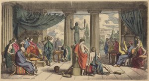 Una corte real en la Antigua Grecia (grabado coloreado) de Heinrich Leutemann