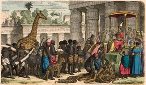 Antiguo Egipto: Los etíopes traen sus tributos ante el Faraón de Heinrich Leutemann