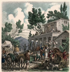 Grecia antigua: El camino a Olimpia en tiempos de los Juegos Olímpicos, 1866 de Heinrich Leutemann
