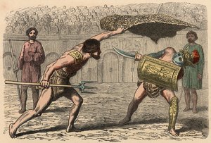 Roma Antigua: Luchas de gladiadores en el anfiteatro