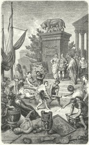 Llegada de obras de arte griegas antiguas llevadas a Roma de Heinrich Leutemann