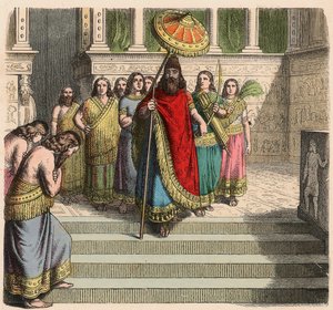 Asirio: Rey y séquito de Heinrich Leutemann