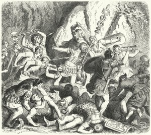 Caída de la gens Fabia romana en la Batalla del Cremera, 477 a.C. de Heinrich Leutemann