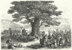 Banquete en la antigua Alemania (grabado) de Heinrich Leutemann