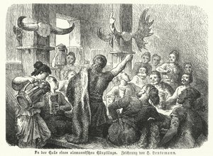 Banquete en el salón de un jefe germánico de Heinrich Leutemann