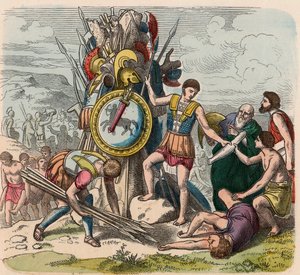 Grecia en la época de las Repúblicas: Los vencedores erigen signos de su victoria en el campo de batalla