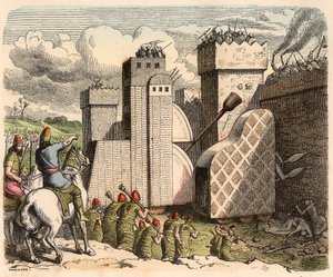 Mesopotamia, Asiria: asalto a una fortaleza de Heinrich Leutemann