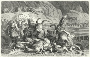 Romanos desplegándose en formación de falange contra la caballería tracia de Heinrich Leutemann