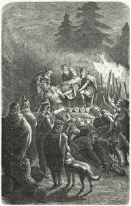 Funeral de los suevos en la antigua Alemania de Heinrich Leutemann