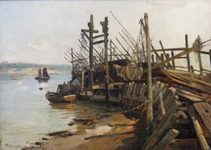 Embarcadero en el fiordo de Flensburg de Heinrich Petersen Angeln