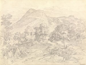 Una vista de Civitella desde la Serpentara junto a Olevano de Heinrich Reinhold