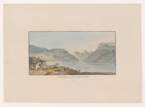 Gezicht op Les Charbonnières bij het Lac de Joux en Charbonieres, cerca de Lac de Joux (título sobre objeto) Gezichten op Zwitserland (título de la serie) Colección de algunas vistas dibujadas en Suiza de la naturaleza (título de la serie) de Heinrich Rieter
