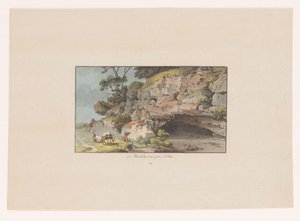 Vista de un pastor con cabras junto a una cueva cerca de Montcherand
à montcherand, prés d